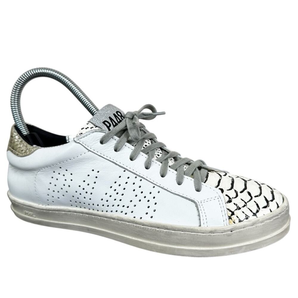 P448 John Sneaker Womens 38/ US 7.5-8 Perforated Leather Low Top Casual Shoes